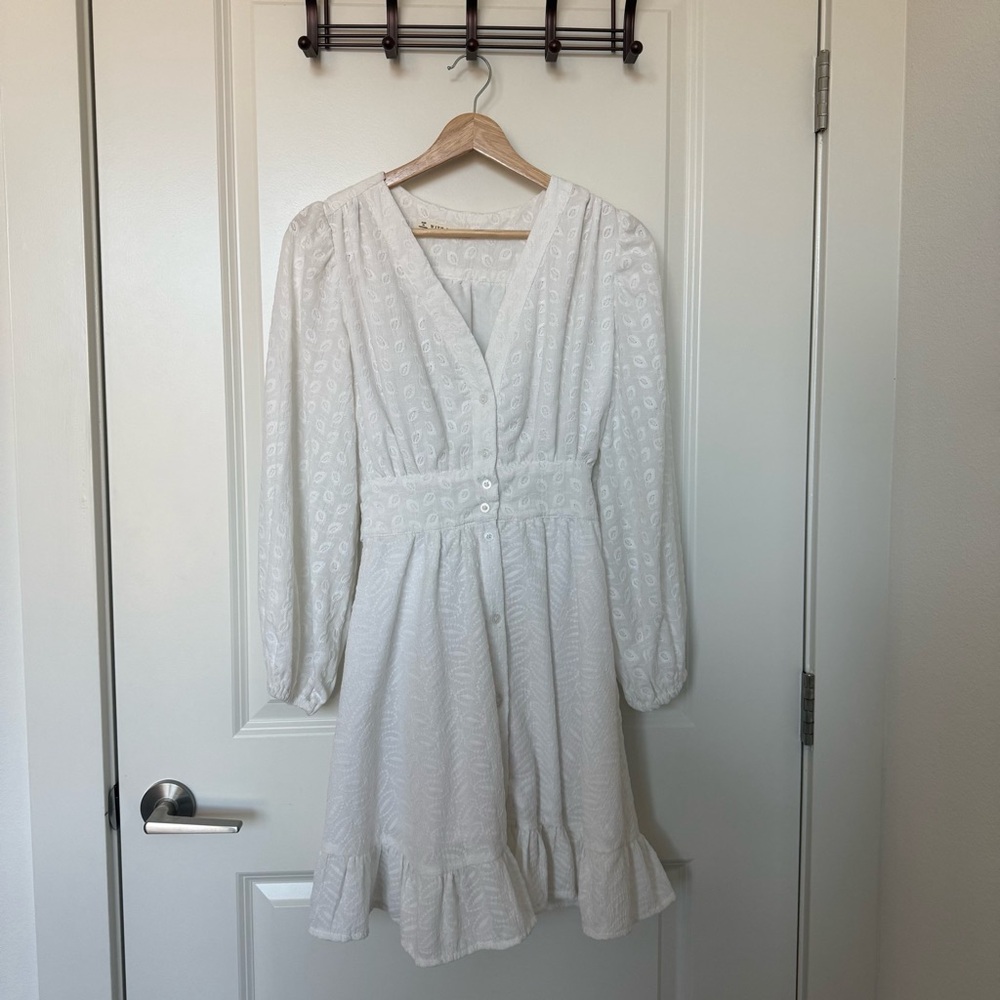 Elegant White Button-Down Dress